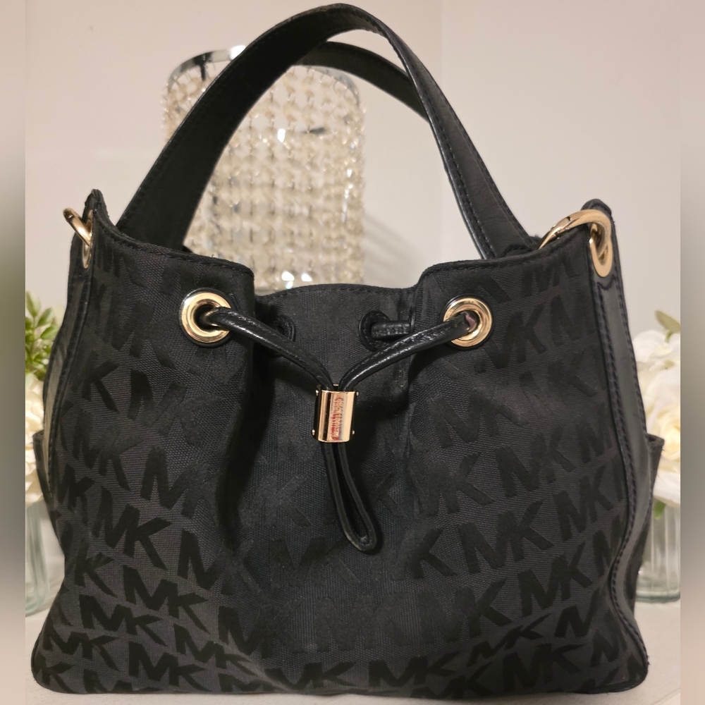 Michael Kors Black Drawstring Tote Bag